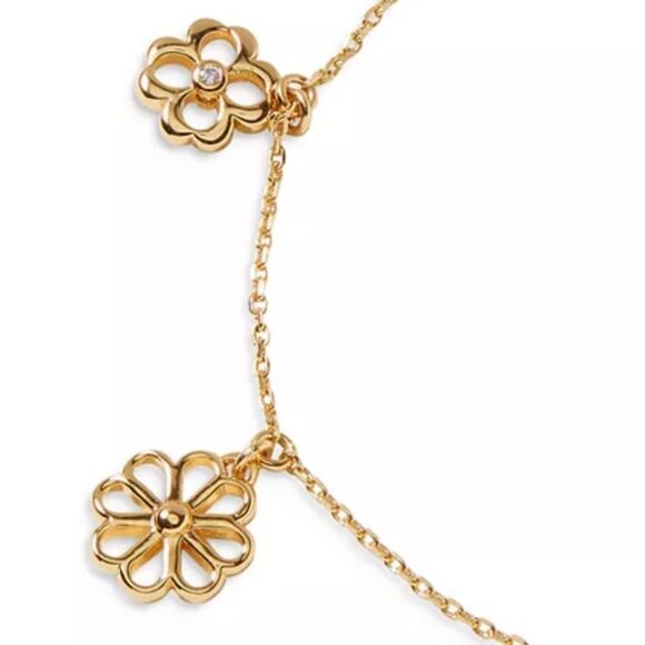NWT New Kate Spade New York Rose Gold Pavé Crystal Flower Charm Bracelet Spring - Picture 3 of 6